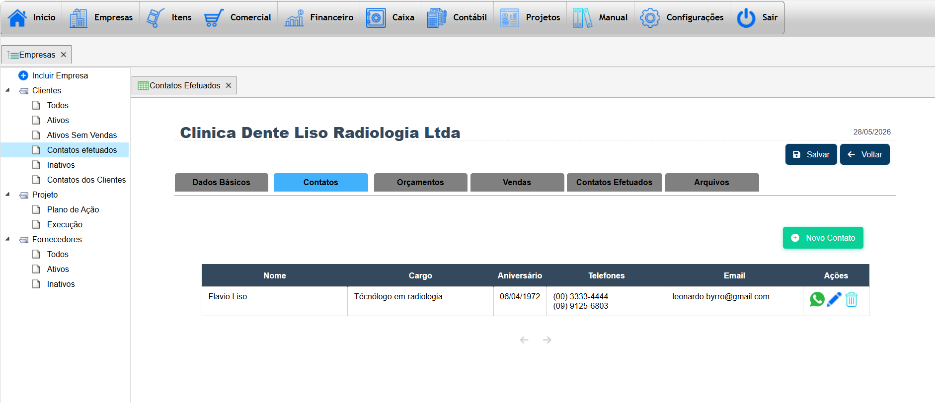 Tela de conversa via WhatsApp no CRM do Teraz